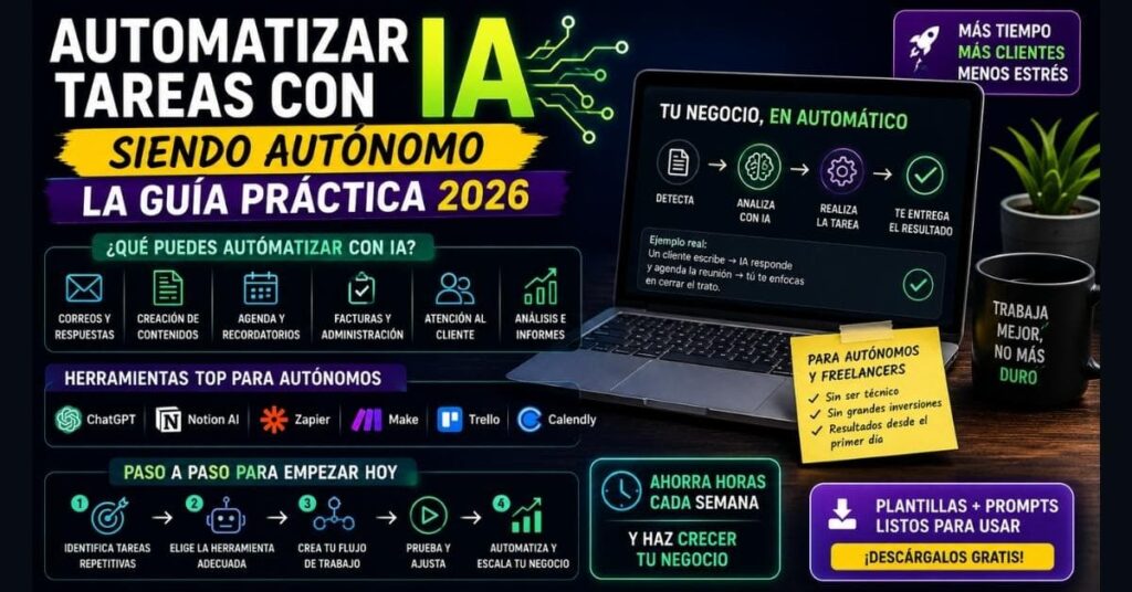 Ilustración sobre automatización de tareas con inteligencia artificial para autónomos